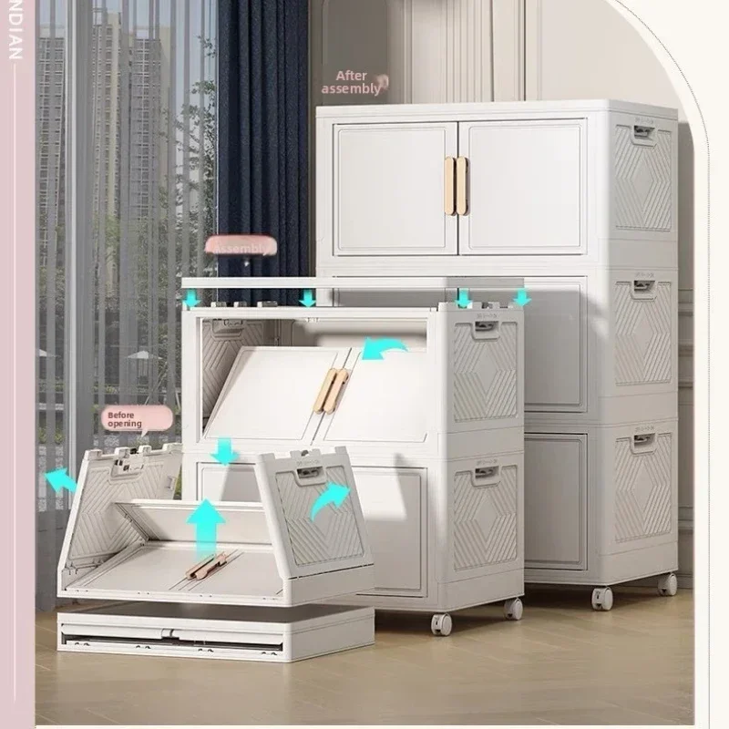 Multi-functional Double door folding storage cabinet large capacity household locker