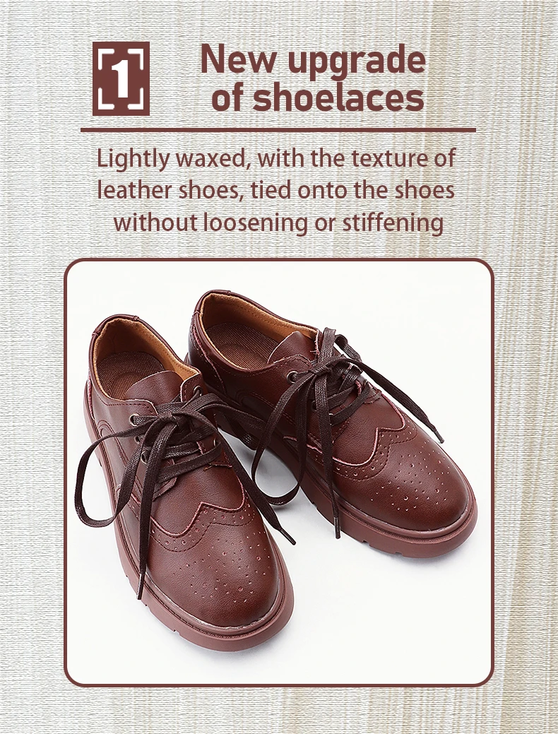 1 Paar gewachste, flache Schnürsenkel aus Leder, wasserdicht, für Freizeitschuhe, unisex, für Stiefel, Breite 0,6 cm, Schuhband – Detail 2