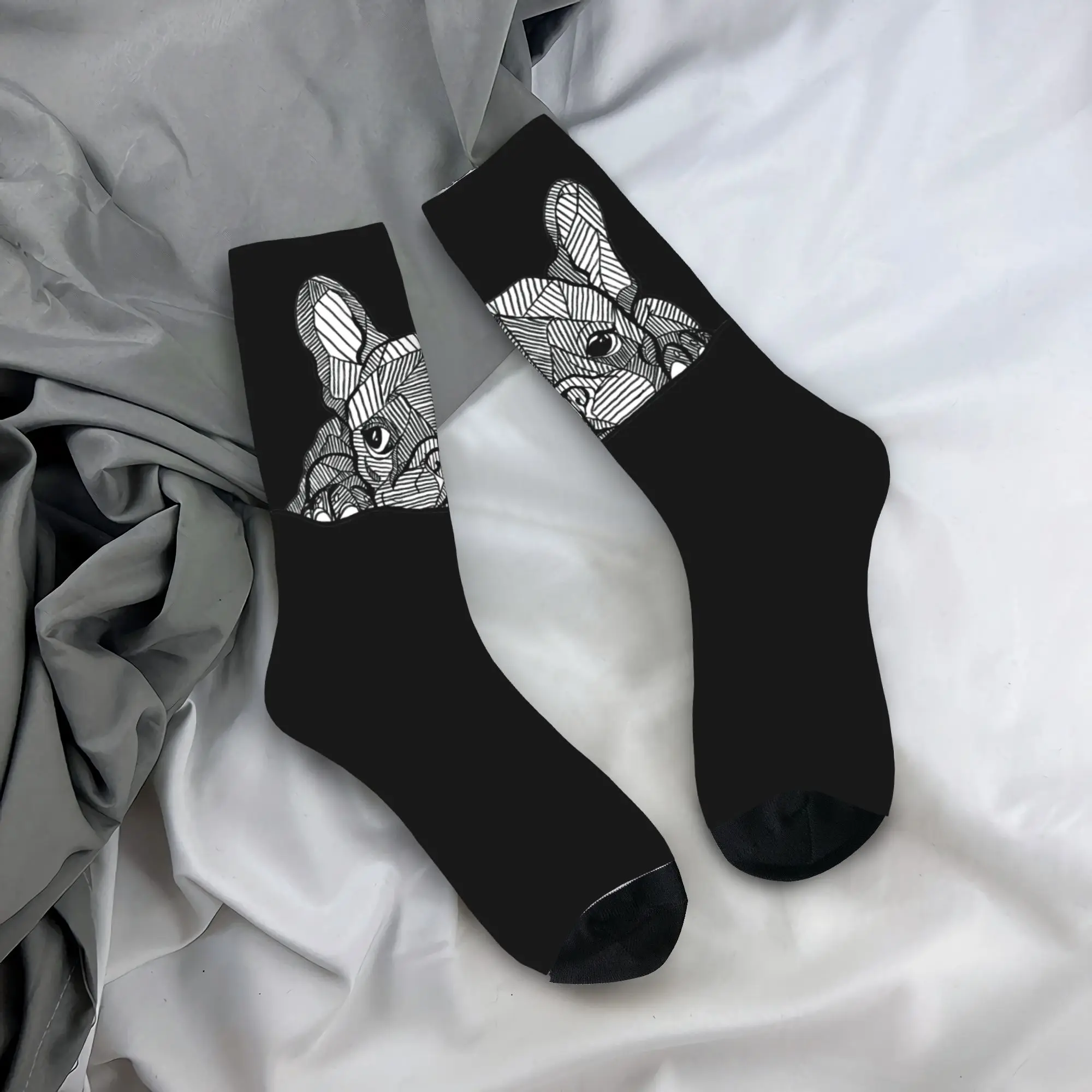 

Custom French Bulldog Dress Socks Men Women Warm Fashion Novelty Frenchie Dog Crew Socks