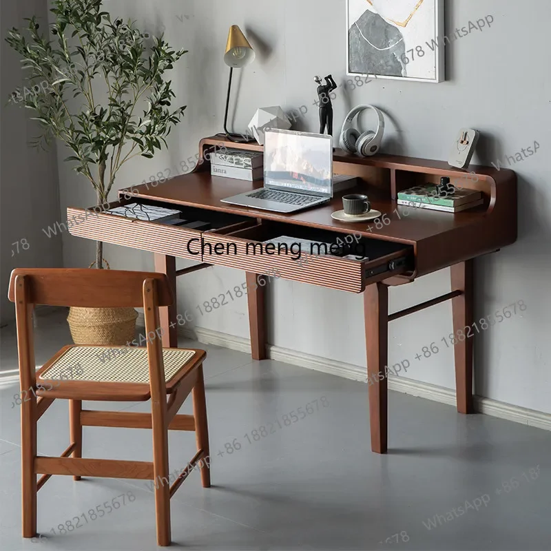 Desk Medieval retro boxwood walnut all solid wood teak learning writing desk E136