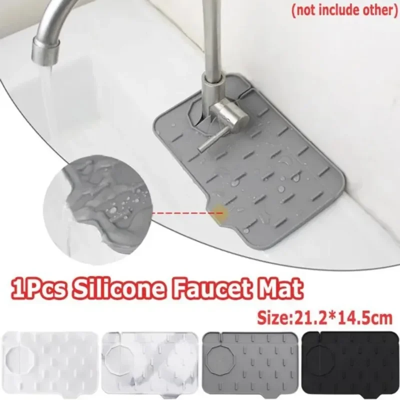 1Pc Silikon Wasserhahn Anti-splash Pad Ablauf Pan Wasserdichte Matte Waschbecken Regale Trockenen