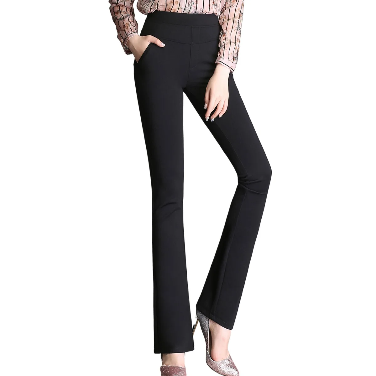 Flare pants female high waist micro trousers work