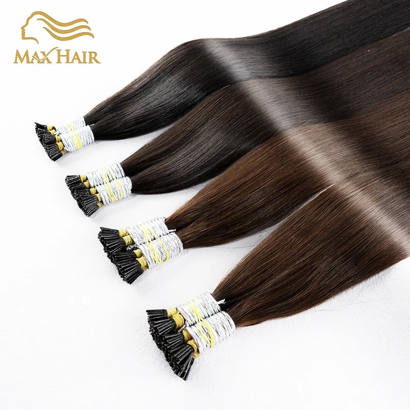 100% Human Hair Straight I Tip Hair Extensions Natural Real Human Fusion Hair Extensions Keratin Capsule Brown 613 Blonde Color