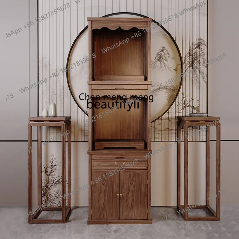 G153 新しい中国仏教の仏壇服飾収納棚無垢材富の神家庭用観音菩薩仏壇キャビネットリビングルーム祭壇モダン