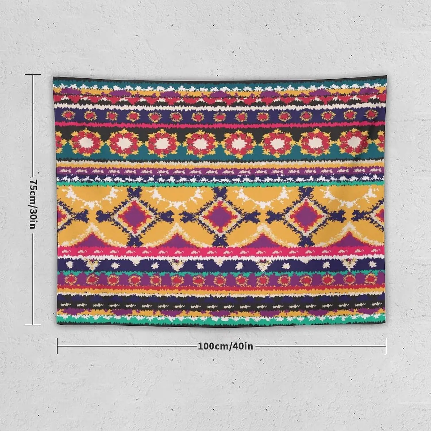 Bohemian Ethnic Tapestry Wall Hanging Geometric Pattern Boho Wall Decor Multi Color Macrame Textile Art for Living Room Bedroom