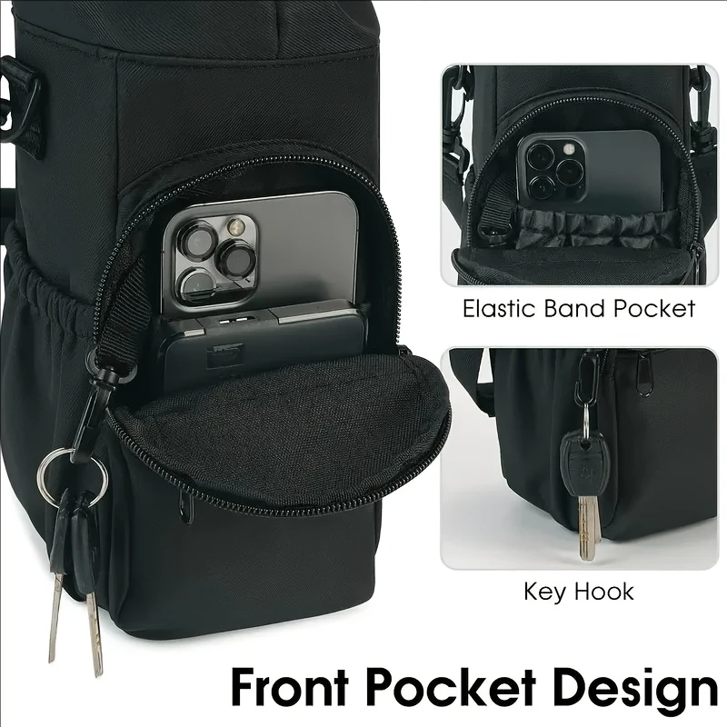 Portable Water Bottle Bag with Adjustable Strap Thermal Mugs Insulated Protective Cover Phone Pocket Outdoor Sports Travel Bag view 3