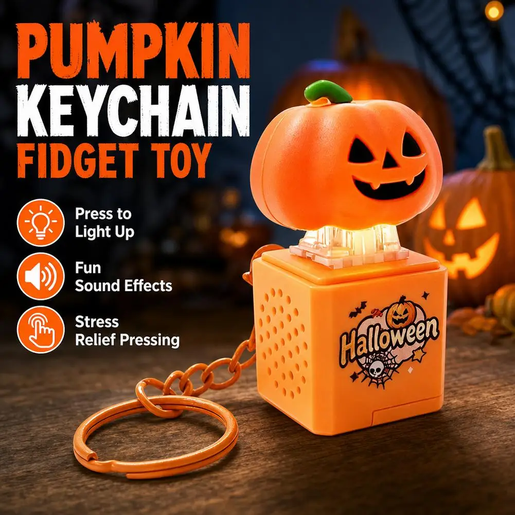 Halloween Keyboard Keychain Fidget Toys Creative Ghost Pumpkin Funny Abstract Keyboard Clicker Keyring LED Light Accessories