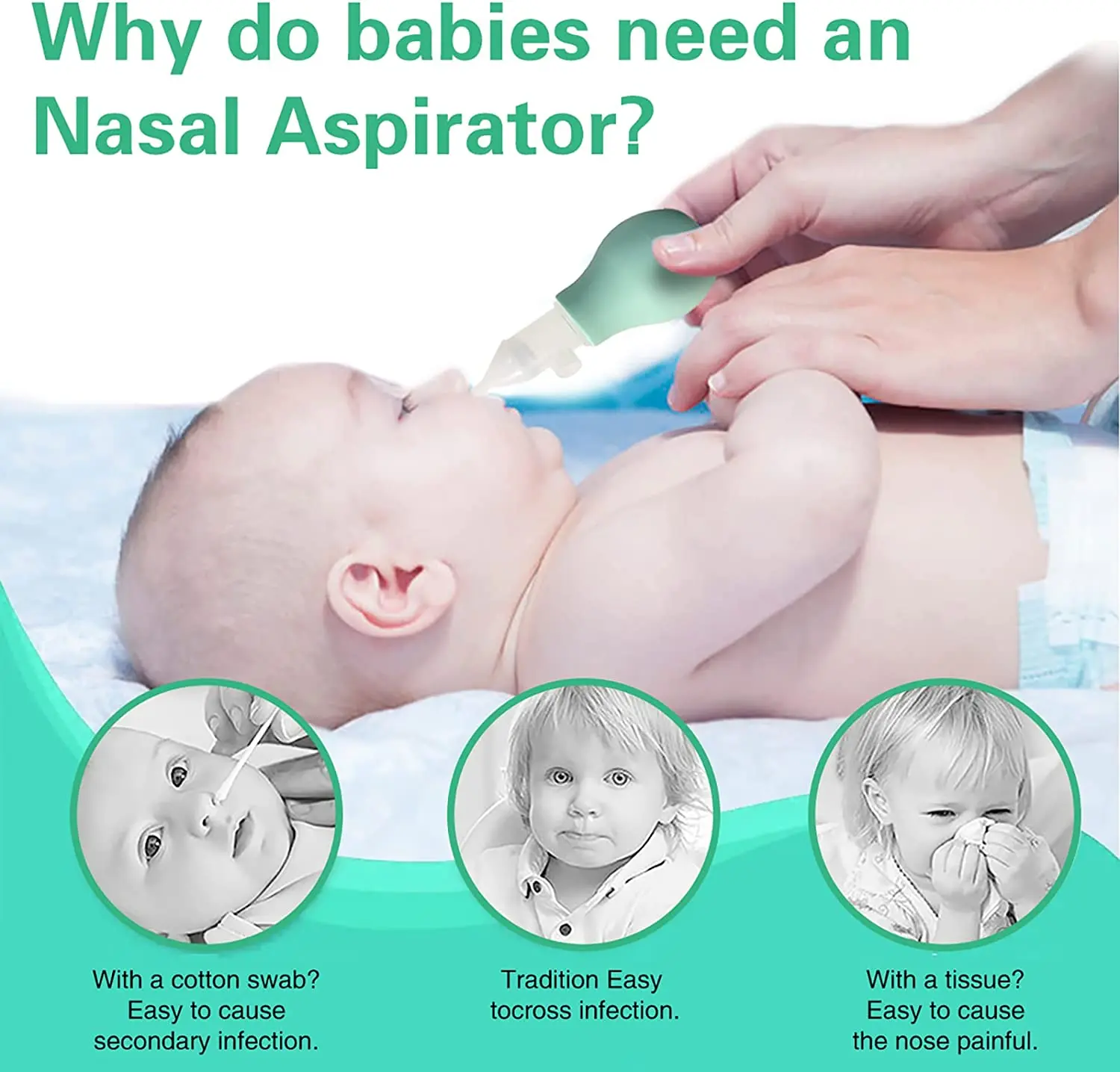 Weicher Nasensauger für Babys, Anti-Rücken-Fluss-Nasensauger, Neugeborener Vakuum-Nasenreiniger, Silikon, Baby-Sicherheitspflege, Diagnose-Werkzeug – Detail 1
