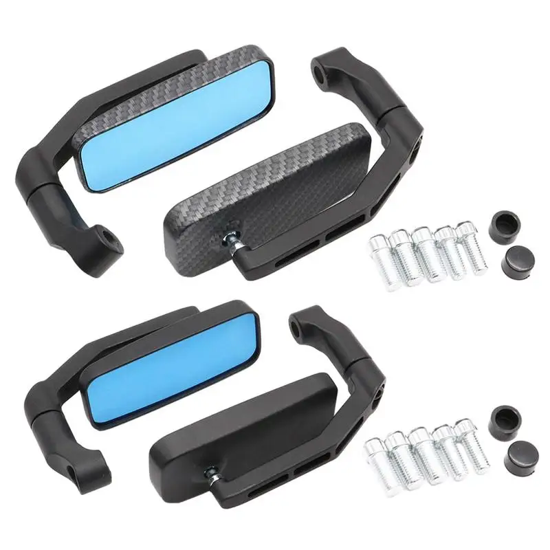 Motorcycle Hand Bar End Mount Clamp Rearview Mirrors Motorcycle Handlebar End Mirror Universal Adjustable Wide Angle Side Mirror