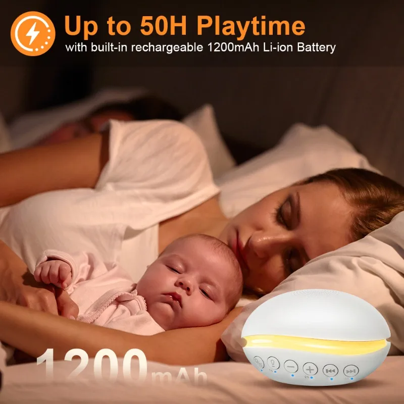 White Noise Sleep Speaker Mini Portable with Timer and Breathing Light, Baby Soothing Sleep White Noise Machine