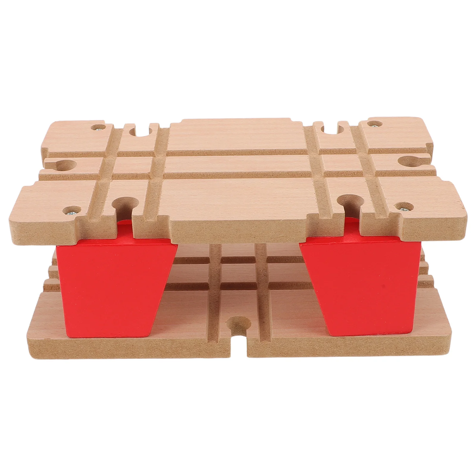 

Wooden Train Track Double Tier Bridge Connector for Kids Railway Table Games and Activities Wood Train Set