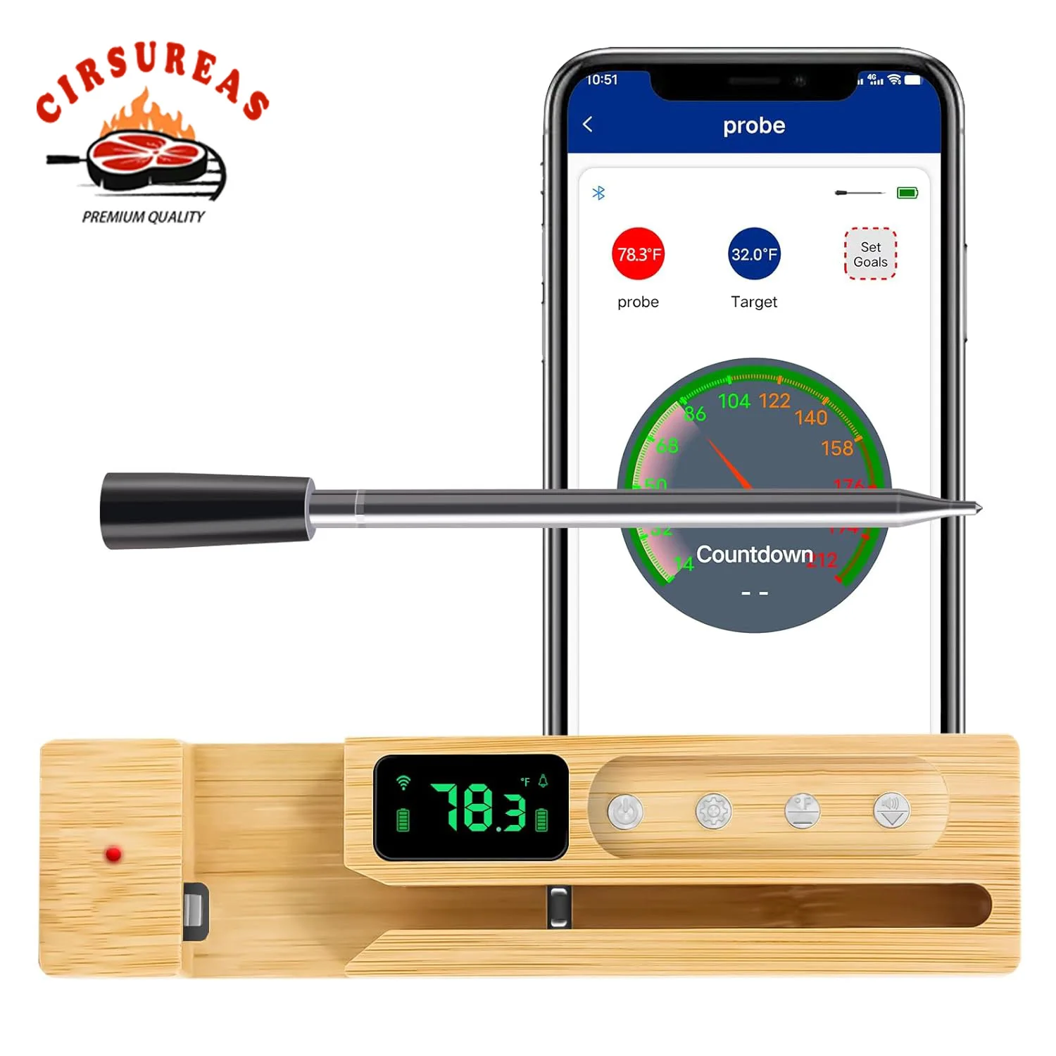 

Wireless meat thermometer kitchen barbecue thermometer LED digital display for oven, stove, grill,smoker, steamer,Rotisserie