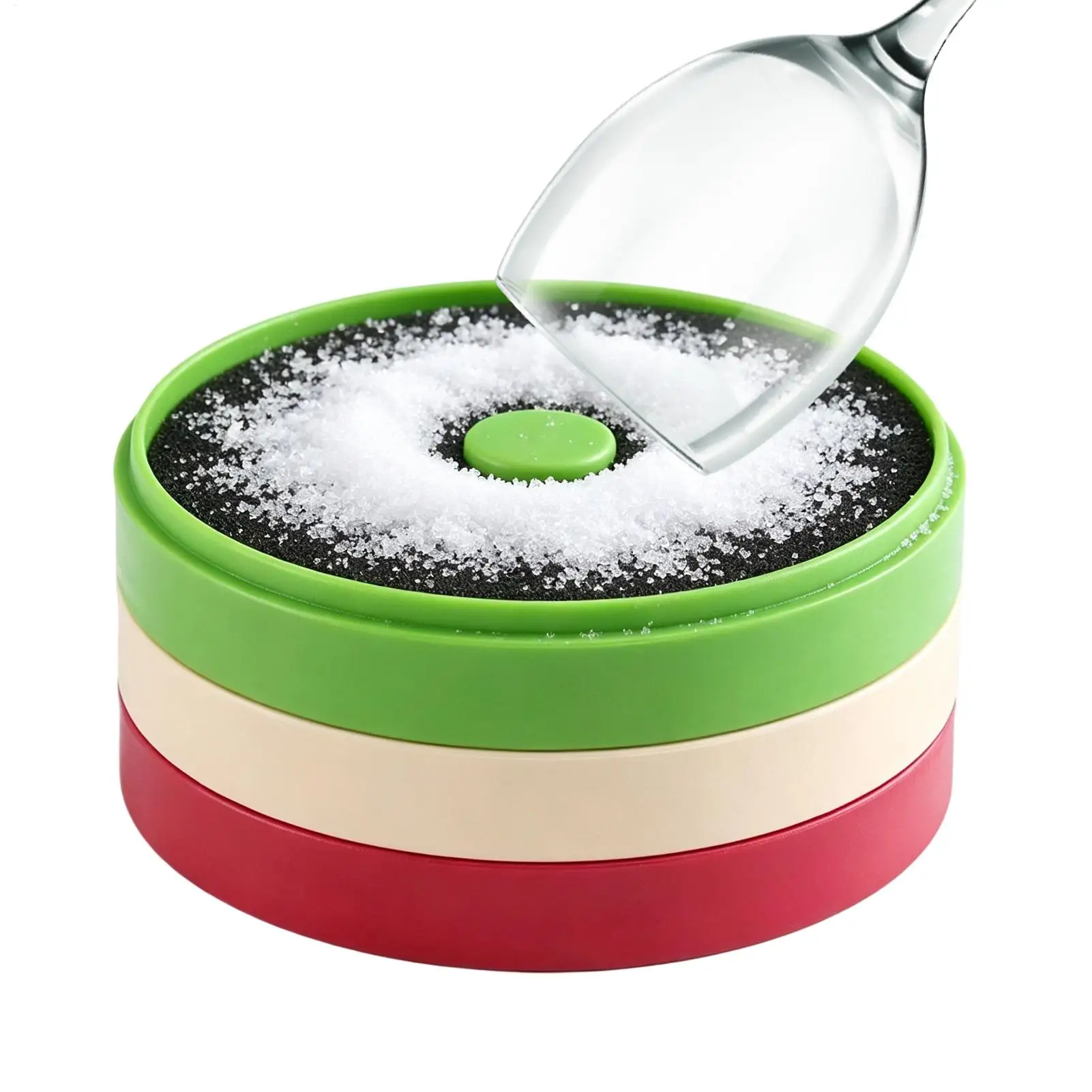 Margarita Salt Rimmer Set Reusable 3-Tier Tray with Sponge Cocktail Rim Dish for Home Party BBQ Birthday, Lime Sugar Bloody Mary