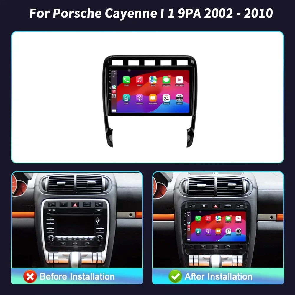 Car Radio For Porsche Cayenne I 1 9PA 2002-2010 WIFI 2DIN Android 14 Multimedia Navigation Wireless Carplay Stereo Screen