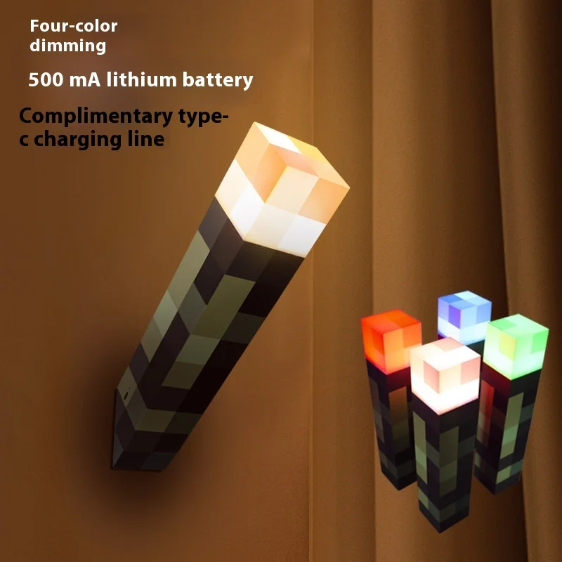 

USB Rechargeable 11Inch Brownstone Torch Light LED Night Lamp Home Decor Kids Gift Bedside Table Lamp