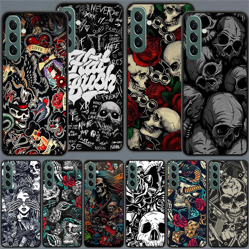 Skeleton Rose Phone Case For Samsung Galaxy M52 M51 M32 M31 M30S M21 M12 M11 A70 A50 A40 A30 A20 A10 A9 A8 A7 A6 Plus A90 A80 Co