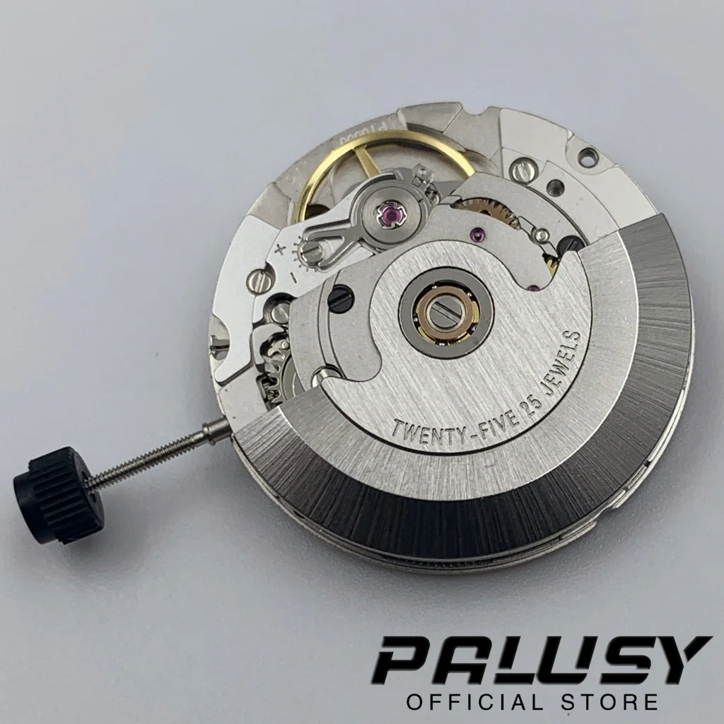 Genuine PT5000 Automatic Movement 25 Jewels Self-winding Mechanism Silver Watch Movement 28800bhp Top Clone 2824 Date Display