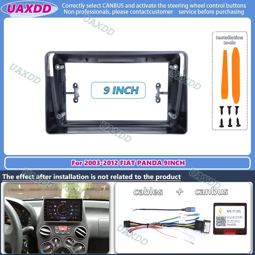 For FIAT PANDA 2003-2012 9 Inch Frame Radio Multimedia Car Panel Fascia Mount Stand for Board Adapter Decoder Cable Canbus GPS