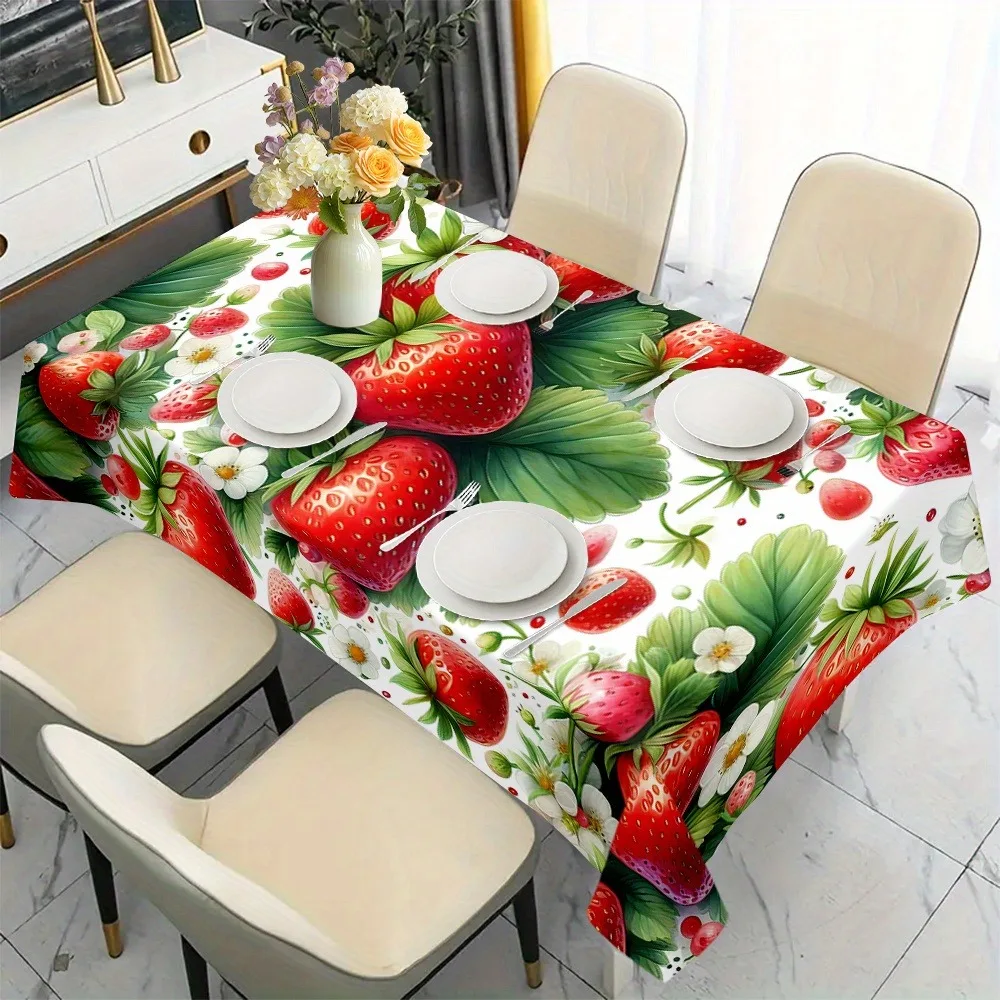 1pc Easy Strawberry Pattern Tablecloth - Great for Picnics, Camping, Weddings, Parties, Holidays, Vintage Home Decor And Tabletop Additions