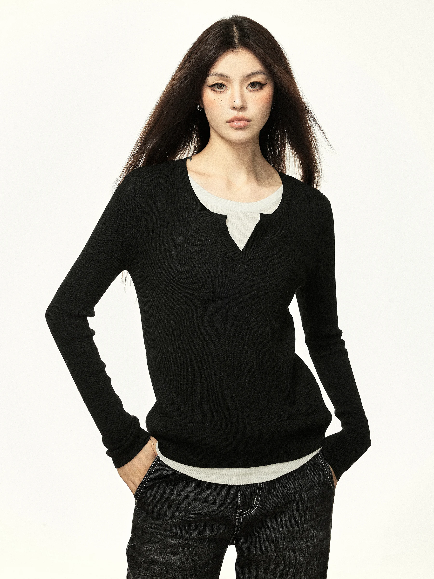 

Bla Long Sve Knitted Sweater Women's Slim Fit Inner Wear Top Aaisup Spring Autumn New Design Sensation Faionable