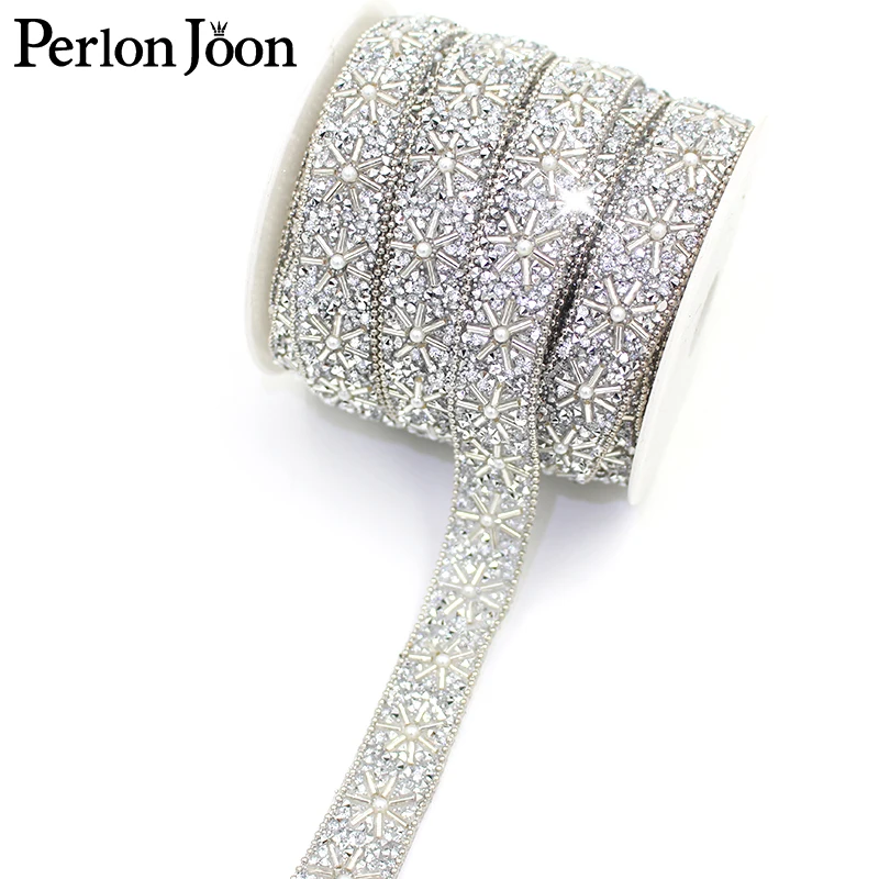 1 yard silver rhinestone trim tape hot fix craft crystal decorative webbing Iron on clothing bags shoes TR161