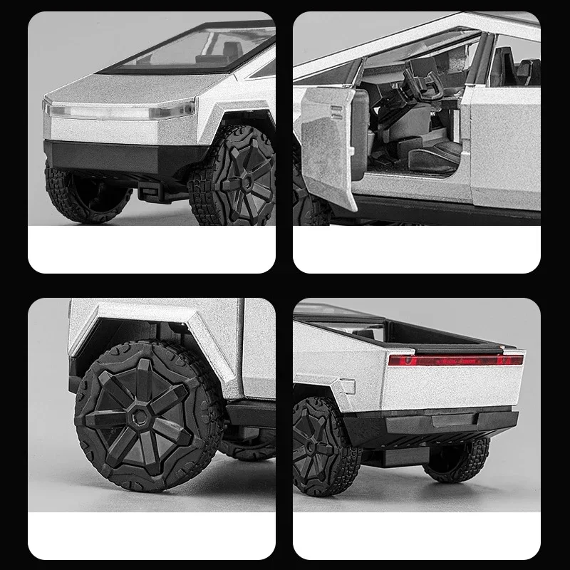 1:36 Tesla Cybertruck Alloy Car Model Diecasts Vehicles Toy Cars Sound Light Pickup Truck Kid Children  Essential Ornaments