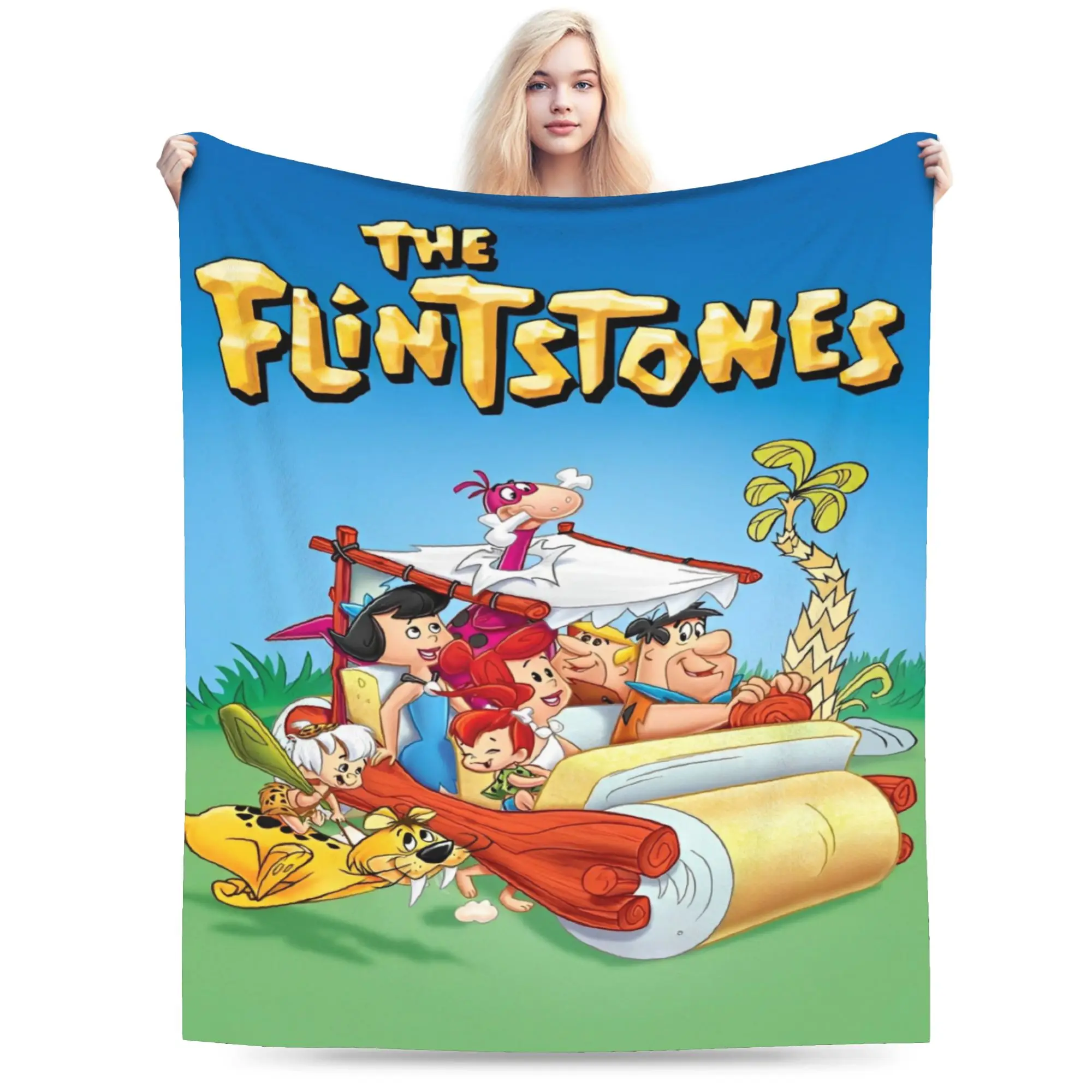 The Flintstone Vintage cartoon  Blankets Lightweight Thin Flannel Comfort Present  Throw Blankets Bedspread