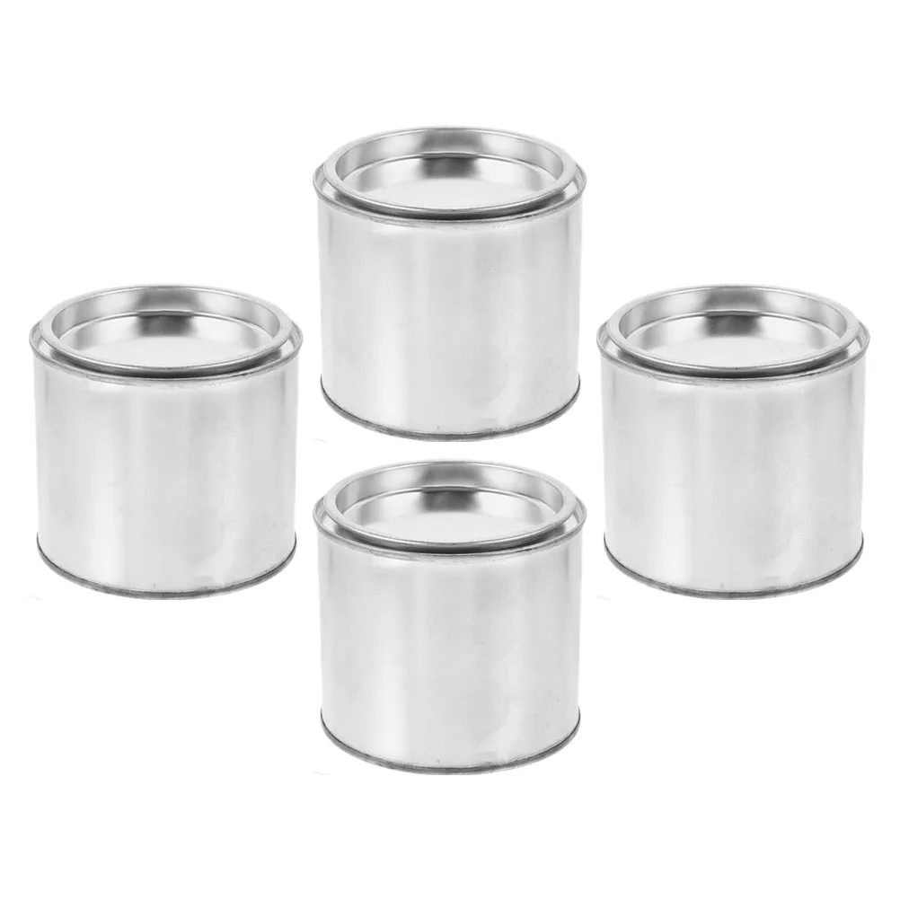 

4pcs 0.5L Metal Paint Cans With Lids Round Empty Storage Tin Containers For Diy Crafts Painting Ink Pigment Mixing