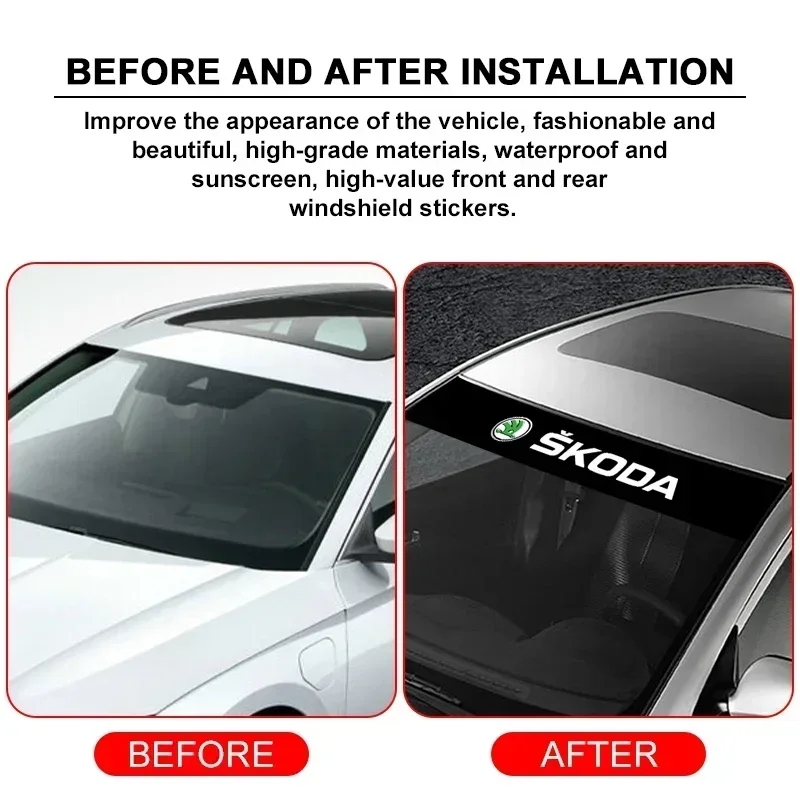 Car front window shade decorative sticker For Skoda Octavia MK2 MK3 2 3 A7 Fabia Karoq Kodiaq Superb Rapid Kamiq Scala Yeti Di
