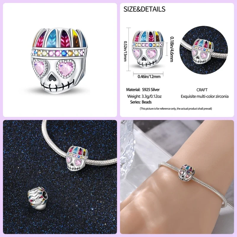 New Original 925 Silver Halloween Beads For Pan Bracelet DIY Flying Witch Charm Women Jewelry Fashion Gift