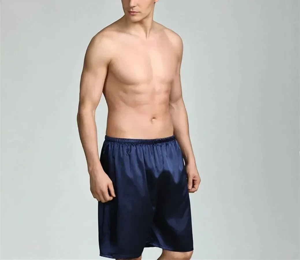 

New Men's Satin Pajamas Shorts Men Summer Home Clothes Ice Silk Short Pants Solid Soft Comfortable Lounge Sleep Bottoms for Men