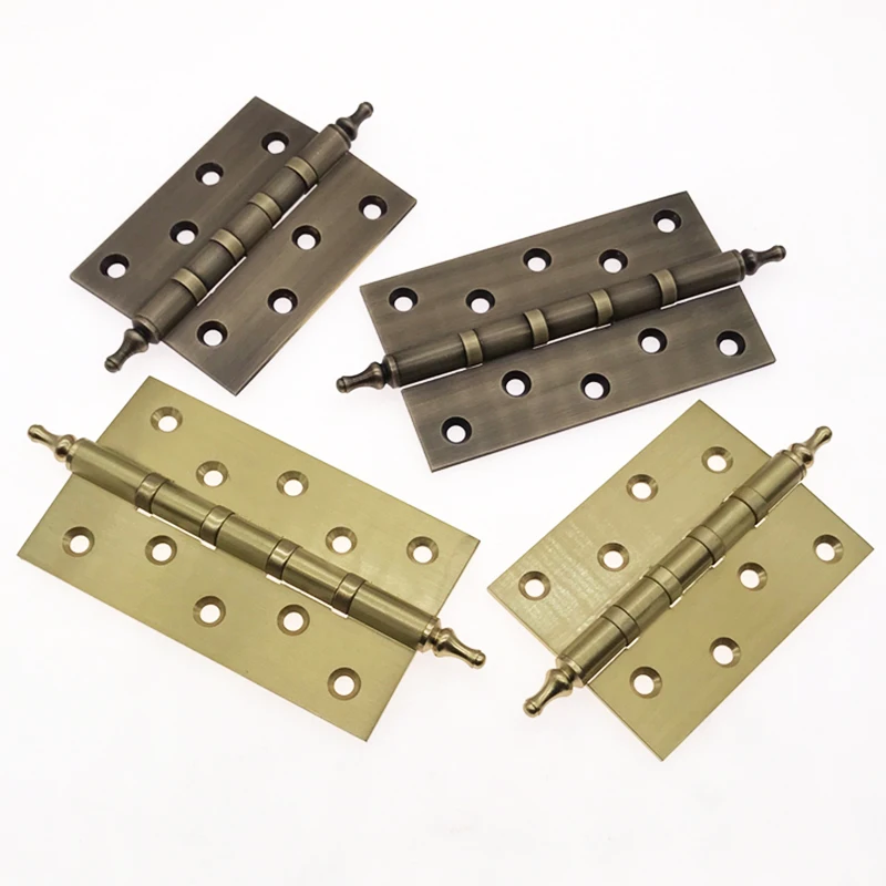 

Brand New 3PCS 4''/5'' Solid Brass Heavy Door Hinges Flat/Crown Head 3mm Thicken Gate Door Hinges with Screws