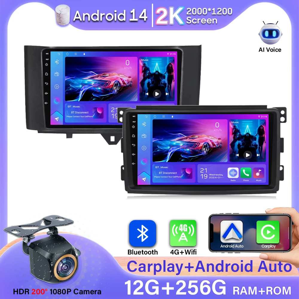 

Car Radio For Mercedes Benz Smart Fortwo 2006 - 2015 Android 14 Video No 2din Multimedia Player Video GPS Stereo Carplay Wifi 4G