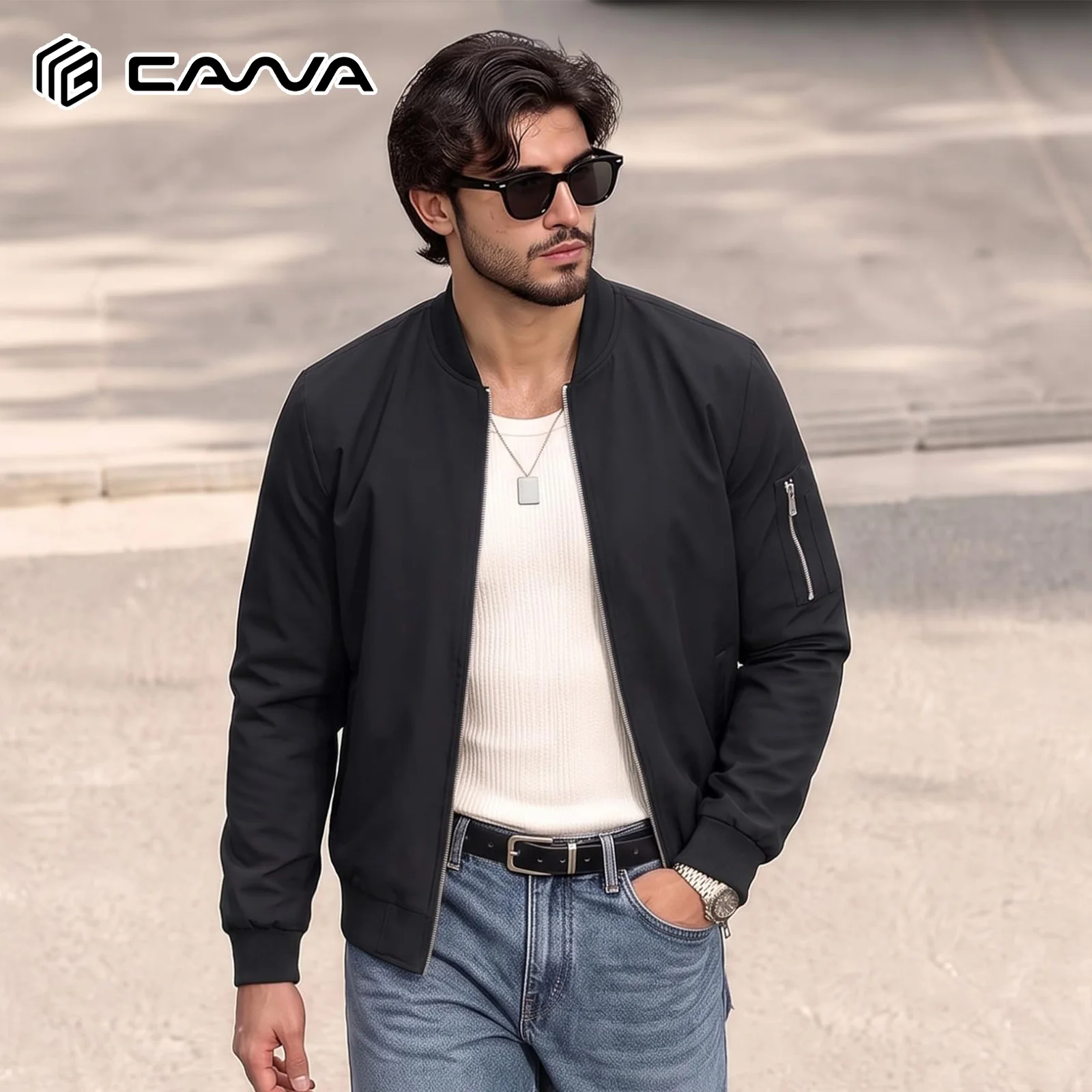 Men's Lightweight Jacket Windbreaker Spring Fall Casual Full Zip Jacket with Pockets