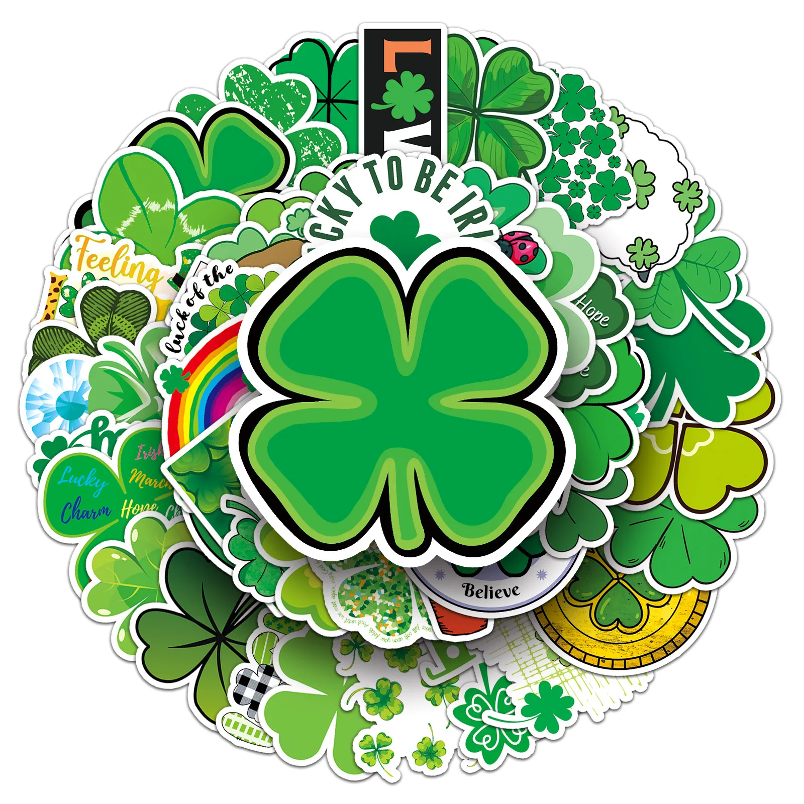 

10/50PCS Four Leaf Grass Stickers Bring the Lucky Grass Decoration Cartoon Kids Toys Cup Laptop Guitar Car Bike Graffiti Decals