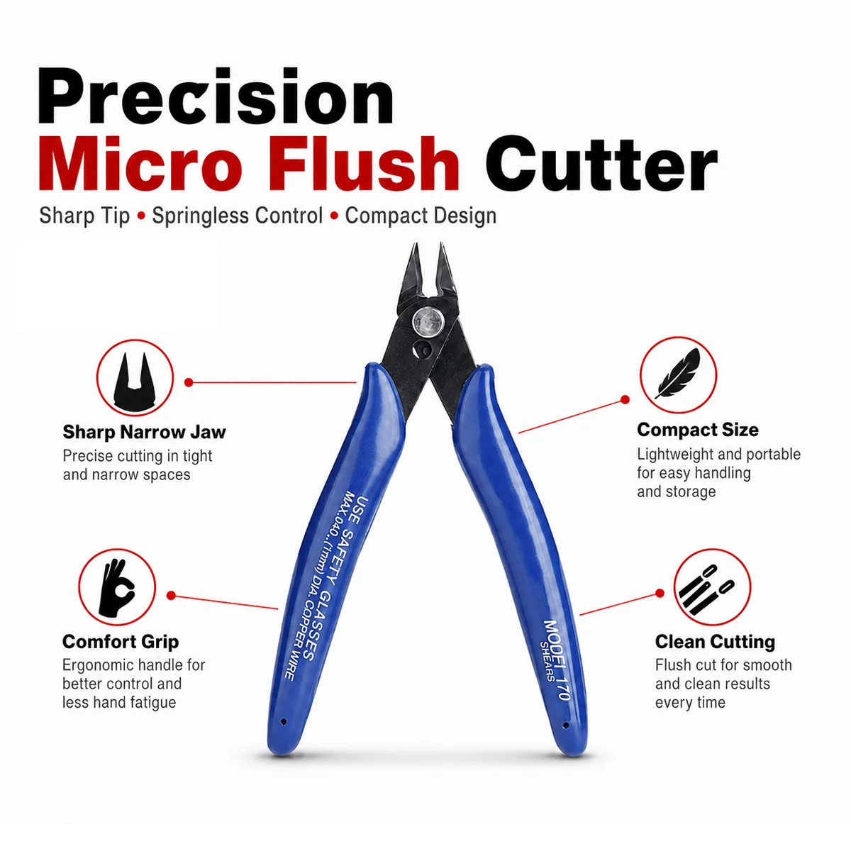 PINMOAP 170 Pliers Small Flat Cutting Pliers Copper Wire Jewelry Craft Cable Ties Precision Tools Wish Pliers 1/2/5/10PCS