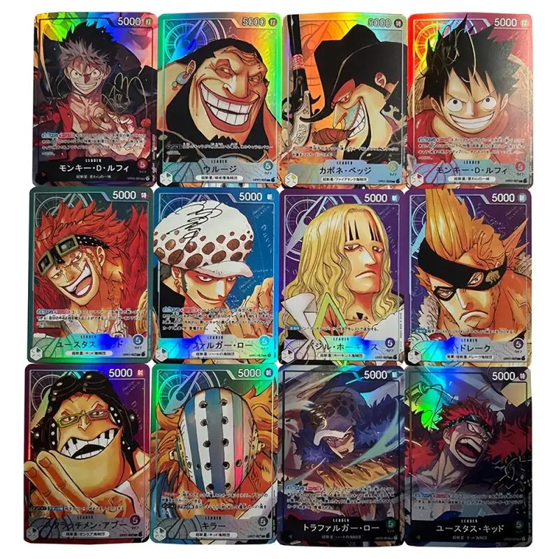 12 pièces/ensemble une pièce Super Star système Leader grande tête bricolage auto-fait couleur carte Flash Anime jeu Collection carte cadeau jouet