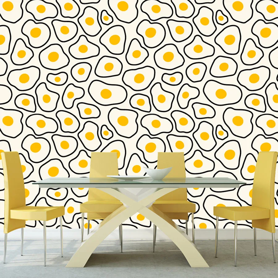 Modern Wall Papers Home Decor Removable Peel n Stick Wallpaper for Living Room Decoration Store Restaurant Egg Yolk Food Mural
