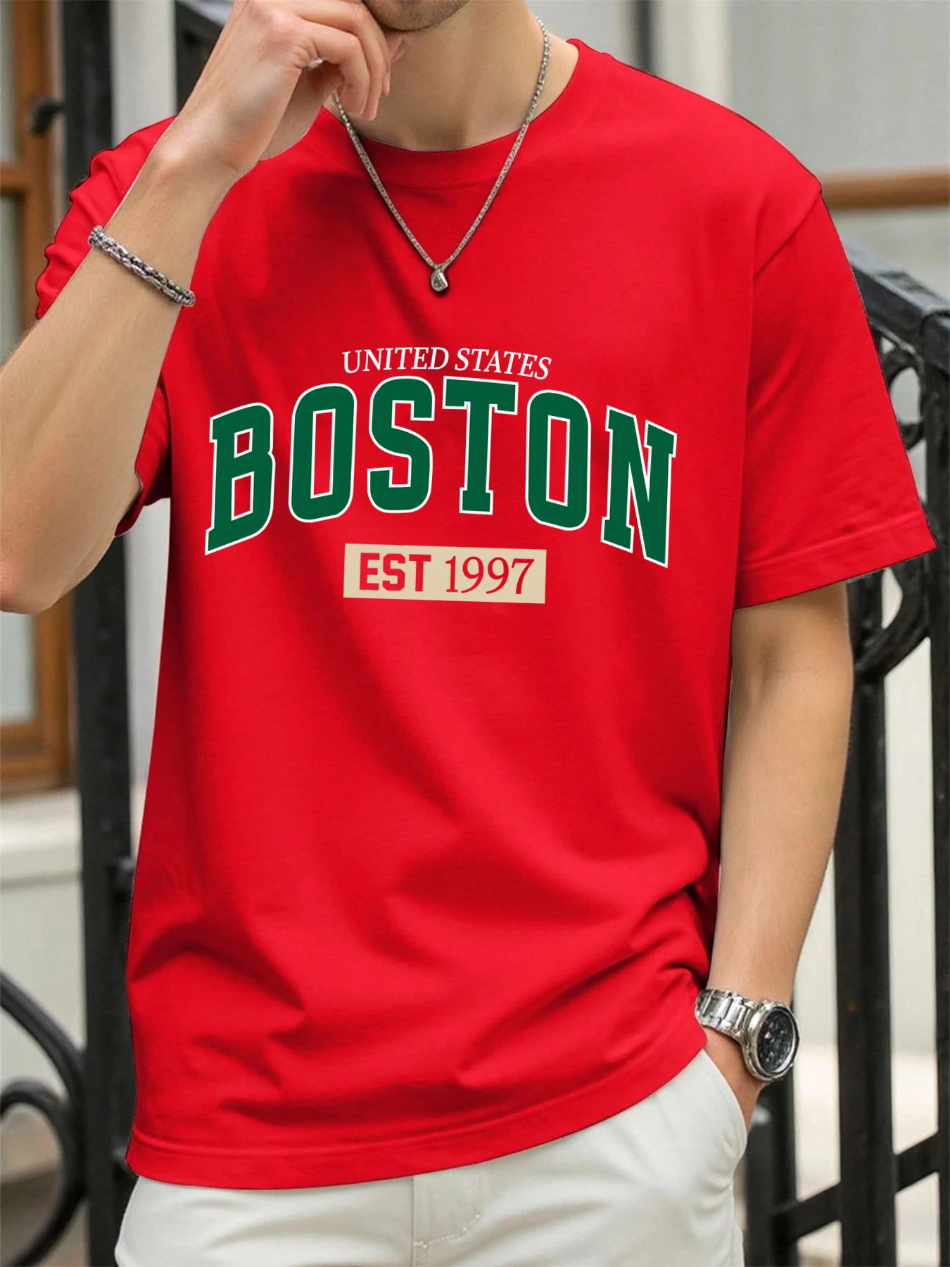 Vereinigte Staaten Boston Est 1997 Print T Shirt Männer Sommer Alle-Spiel Streetwear Trendy Oansatz Kleidung Baumwolle Übergroßen Mann t-Shirts