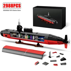 2988Pcs SSN-688 Nuclear Submarine Warship Building Blocks Model Military Battleship Building Toys Kits Gifts for Boys and Teens