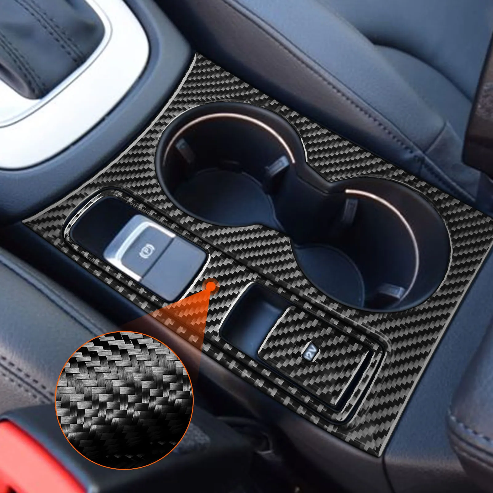 For Audi Q3 2015 2016 2017 2018 Carbon Fiber lectronic handbrake water cup holder Car Interior Accessories Decorative Stickers
