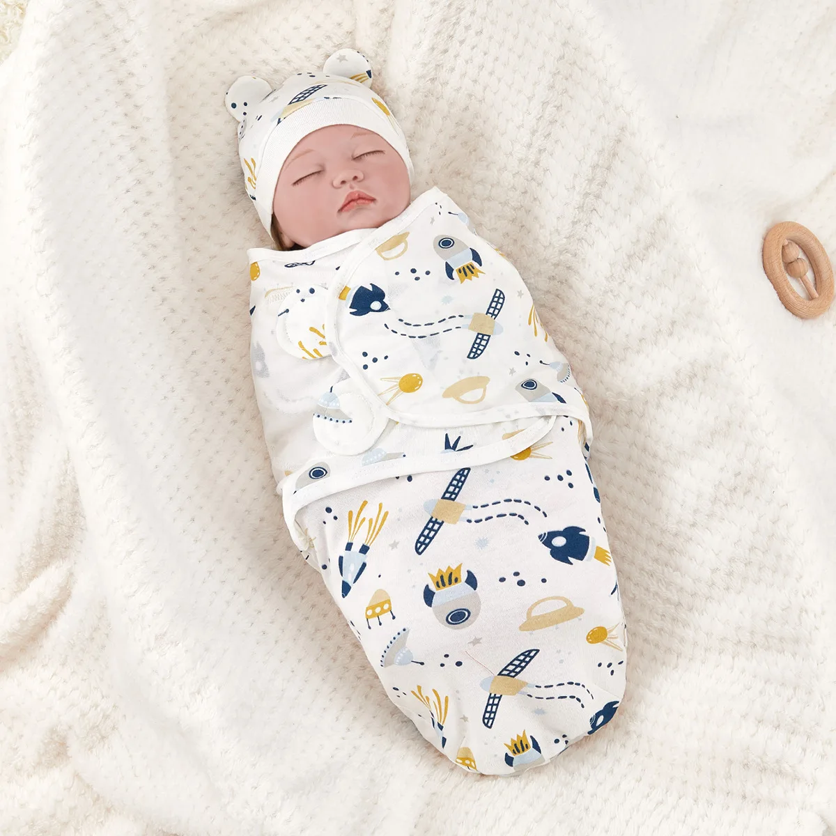 Baby Anti-shock Swaddle Cotton Printed Wrap Spring/Summer Baby Wrap Two-piece Baby Anti-kick Blanket