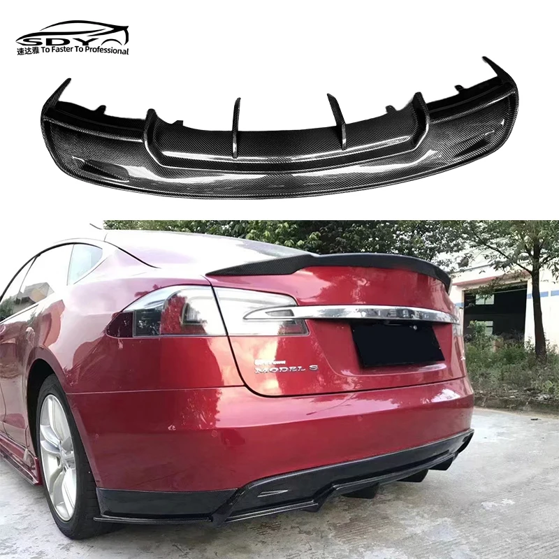 RZ Style Carbon Fiber Rear Diffuser Rear Bumper Lip for Model S 2012-2016