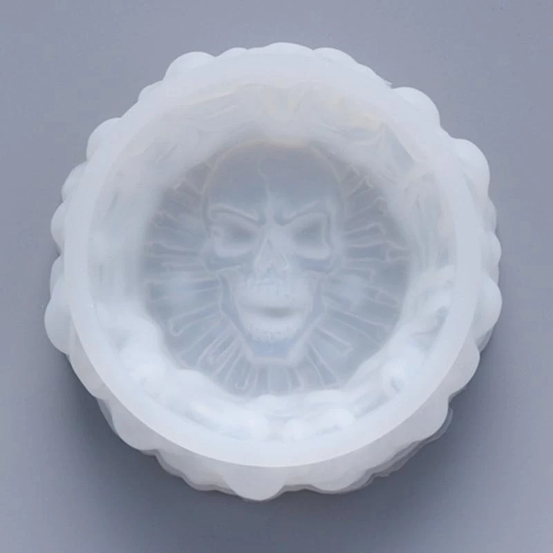 573B Silicone Holder Mold Crafting Molds Skull Ashtray Moulds Silicone Texture Suitable for Office Decors