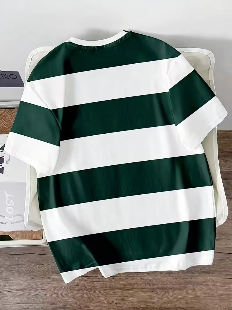 2026 Summer New Style Men's T-shirt - Breathable Lightweight Casual Fashionable Stripes Printed Streetwear Men's T-shirt