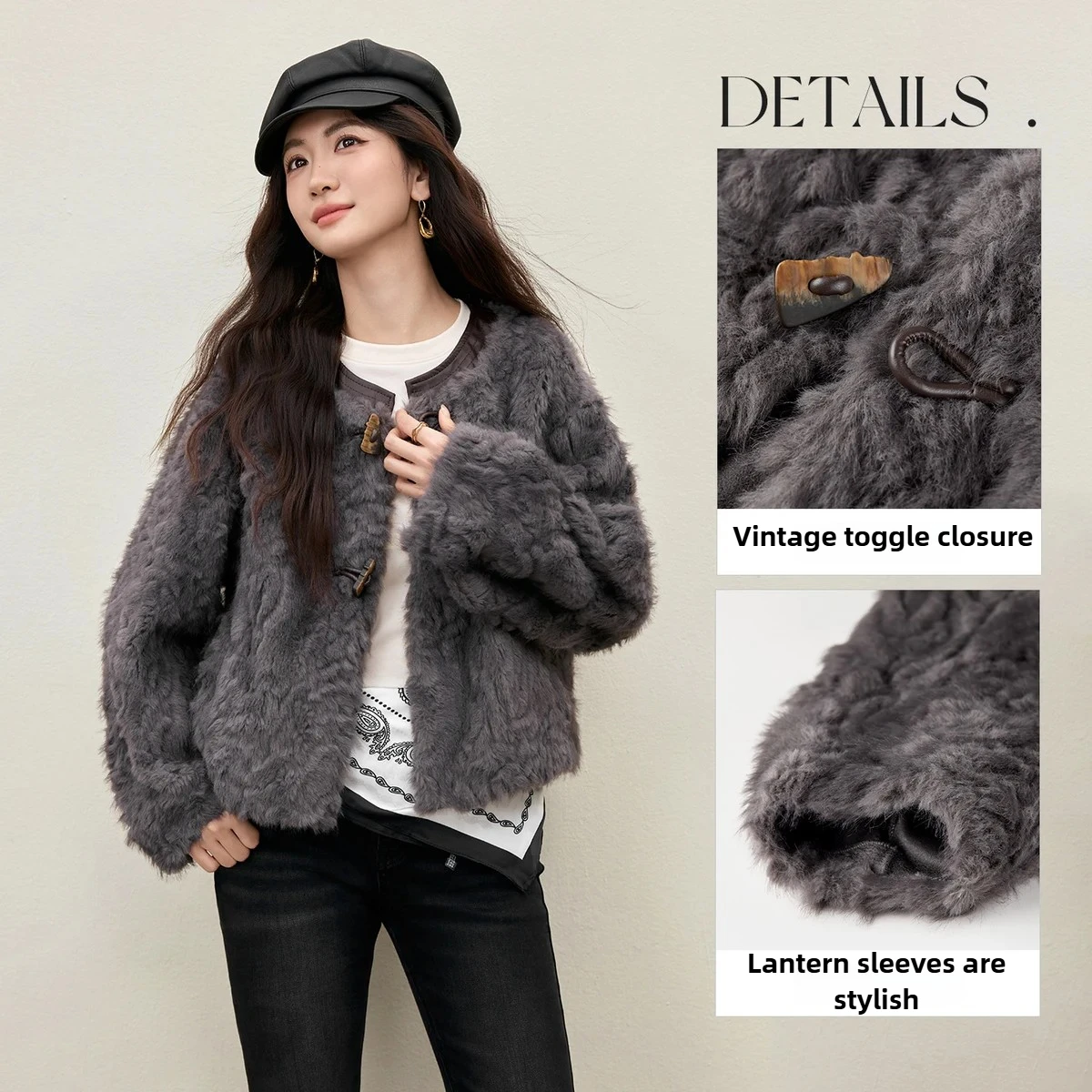SENTUBILA Warm Popular Faux Fur Jacket Women 2025 New Winter Thick Short Jacket with Buttons Outerwear Casual W54PD4850