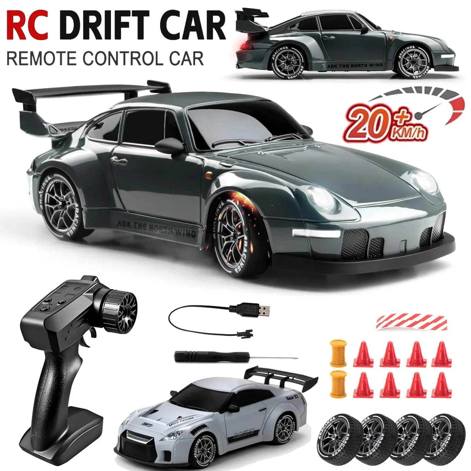 

4WD Remote Control Drift Car 1:24 Scale High Speed RC Racing Car with 2.4G Radio Perfect Gift for Kid Adults Indoor Outdoor Play