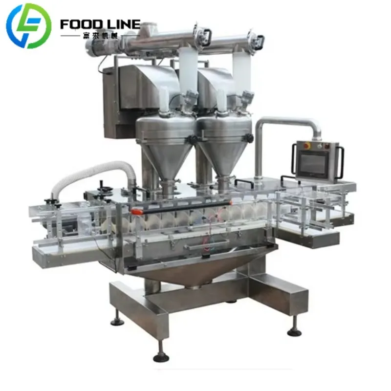 Riempitrice per bottiglie a doppia estremità di alta qualità adatta a tutti i tipi di bottiglie di riempimento di polvere