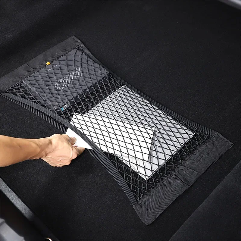 For BMW 7 Series G70 2024+ Nylon Black Car Trunk Cargo Organizer Storage Elastic Mesh Bag Luggage Cargo Car Accessories