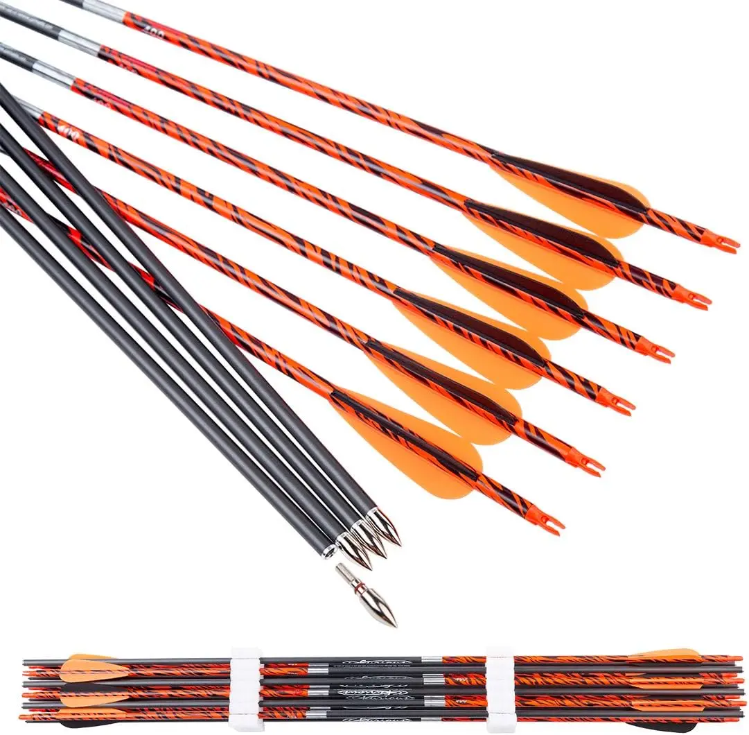 

Archery 300 340 400 500 600 700 800 Spine Carbon Arrows for Compound Recurve Bow Traditional Longbow 30 32 Inch Shafts Hunting T
